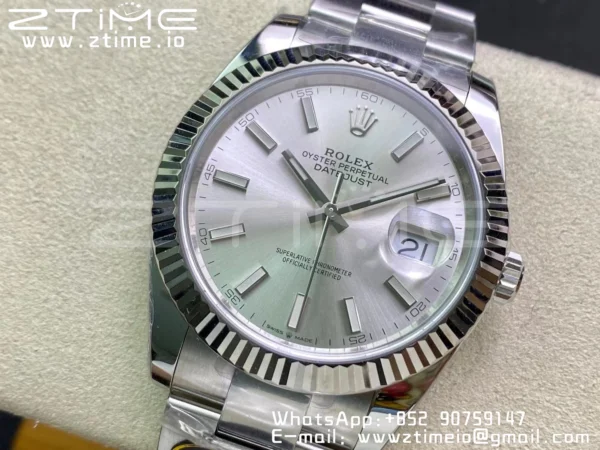 Rolex DateJust 41 126334 Clean 1:1 Best Edition 904L Steel Silvery Stick Dial on Oyster Bracelet VR3235 - Super Clone Watch | 1:1 Best Version