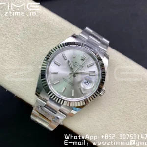 Rolex DateJust 41 126334 Clean 1:1 Best Edition 904L Steel Silvery Stick Dial on Oyster Bracelet VR3235 - Super Clone Watch | 1:1 Best Version