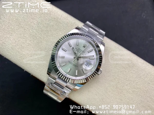 Rolex DateJust 41 126334 Clean 1:1 Best Edition 904L Steel Silvery Stick Dial on Oyster Bracelet VR3235 - Super Clone Watch | 1:1 Best Version