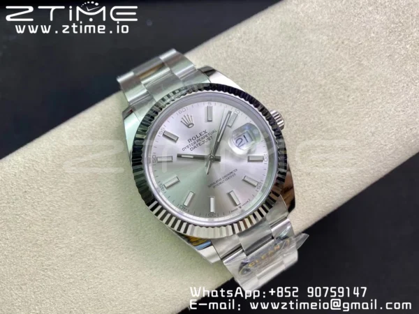 Rolex DateJust 41 126334 Clean 1:1 Best Edition 904L Steel Silvery Stick Dial on Oyster Bracelet VR3235 - Super Clone Watch | 1:1 Best Version