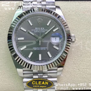 Rolex Rolex DateJust 41 126334 Clean 1:1 Best Edition 904L Steel Gray Stick Dial on Jubilee Bracelet VR3235 - Super Clone Watch | 1:1 Best Version