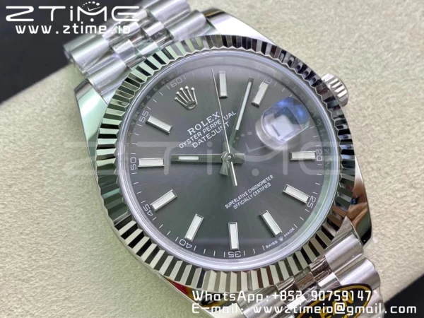 Rolex Rolex DateJust 41 126334 Clean 1:1 Best Edition 904L Steel Gray Stick Dial on Jubilee Bracelet VR3235 - Super Clone Watch | 1:1 Best Version