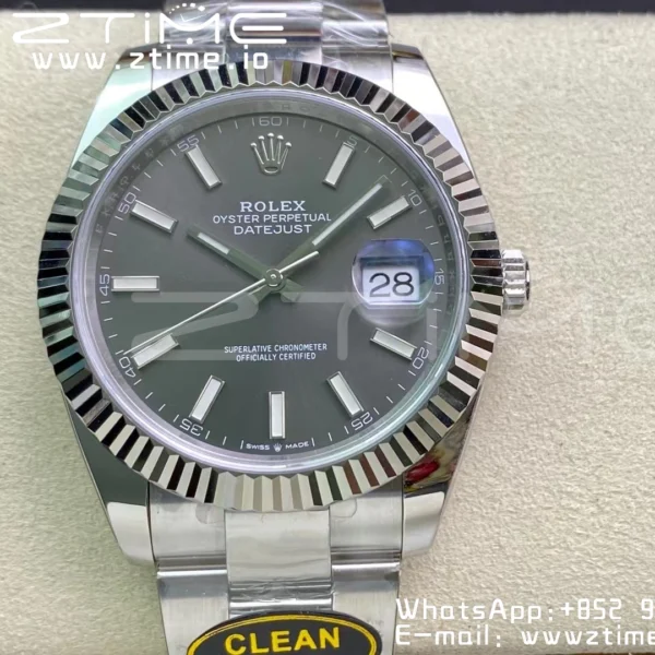 Rolex Rolex DateJust 41 126334 Clean 1:1 Best Edition 904L Steel Gray Stick Dial on Oyster Bracelet VR3235 - Super Clone Watch | 1:1 Best Version