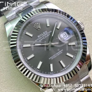 Rolex Rolex DateJust 41 126334 Clean 1:1 Best Edition 904L Steel Gray Stick Dial on Oyster Bracelet VR3235 - Super Clone Watch | 1:1 Best Version