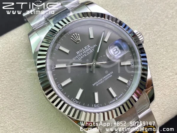Rolex Rolex DateJust 41 126334 Clean 1:1 Best Edition 904L Steel Gray Stick Dial on Oyster Bracelet VR3235 - Super Clone Watch | 1:1 Best Version