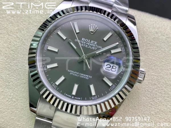 Rolex Rolex DateJust 41 126334 Clean 1:1 Best Edition 904L Steel Gray Stick Dial on Oyster Bracelet VR3235 - Super Clone Watch | 1:1 Best Version