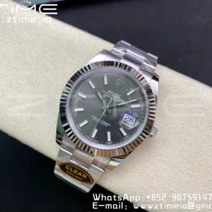 Rolex Rolex DateJust 41 126334 Clean 1:1 Best Edition 904L Steel Gray Stick Dial on Oyster Bracelet VR3235 - Super Clone Watch | 1:1 Best Version