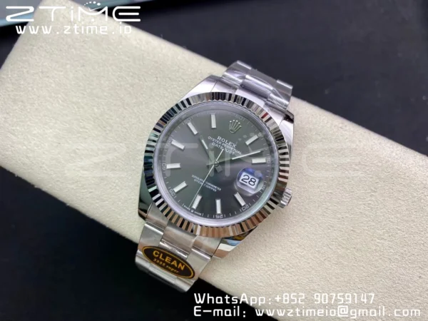Rolex Rolex DateJust 41 126334 Clean 1:1 Best Edition 904L Steel Gray Stick Dial on Oyster Bracelet VR3235 - Super Clone Watch | 1:1 Best Version