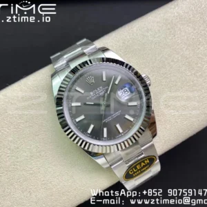 Rolex Rolex DateJust 41 126334 Clean 1:1 Best Edition 904L Steel Gray Stick Dial on Oyster Bracelet VR3235 - Super Clone Watch | 1:1 Best Version