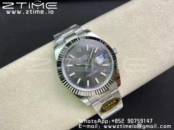 Rolex Rolex DateJust 41 126334 Clean 1:1 Best Edition 904L Steel Gray Stick Dial on Oyster Bracelet VR3235 - Super Clone Watch | 1:1 Best Version