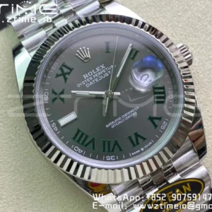 Rolex DateJust 41 126334 Clean 1:1 Best Edition 904L Steel Wimbledon Dial on Jubilee Bracelet VR3235 - Super Clone Watch | 1:1 Best Version