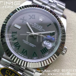 Rolex DateJust 41 126334 Clean 1:1 Best Edition 904L Steel Wimbledon Dial on Jubilee Bracelet VR3235 - Super Clone Watch | 1:1 Best Version