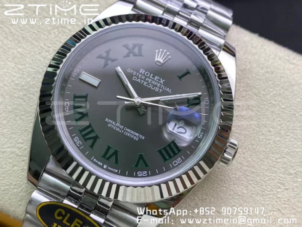Rolex DateJust 41 126334 Clean 1:1 Best Edition 904L Steel Wimbledon Dial on Jubilee Bracelet VR3235 - Super Clone Watch | 1:1 Best Version