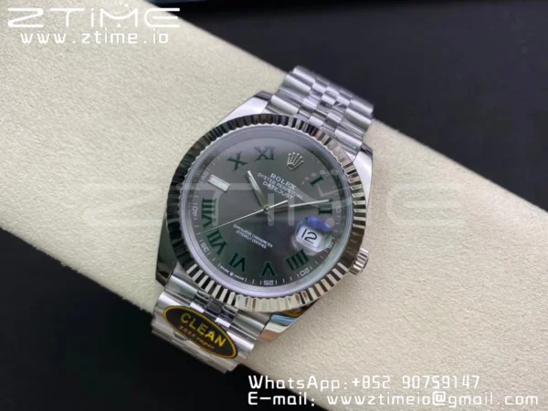 Rolex DateJust 41 126334 Clean 1:1 Best Edition 904L Steel Wimbledon Dial on Jubilee Bracelet VR3235 - Super Clone Watch | 1:1 Best Version