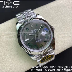Rolex DateJust 41 126334 Clean 1:1 Best Edition 904L Steel Wimbledon Dial on Jubilee Bracelet VR3235 - Super Clone Watch | 1:1 Best Version