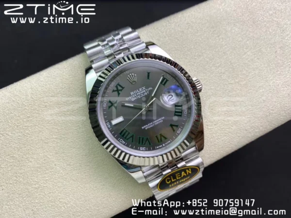 Rolex DateJust 41 126334 Clean 1:1 Best Edition 904L Steel Wimbledon Dial on Jubilee Bracelet VR3235 - Super Clone Watch | 1:1 Best Version