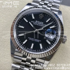 Rolex DateJust 36 126234 904L SS Clean Factory 1:1 Best Edition Fluted Bezel Black Dial on Jubilee Bracelet VR3235 - Super Clone Watch | 1:1 Best Version
