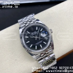 Rolex DateJust 36 126234 904L SS Clean Factory 1:1 Best Edition Fluted Bezel Black Dial on Jubilee Bracelet VR3235 - Super Clone Watch | 1:1 Best Version