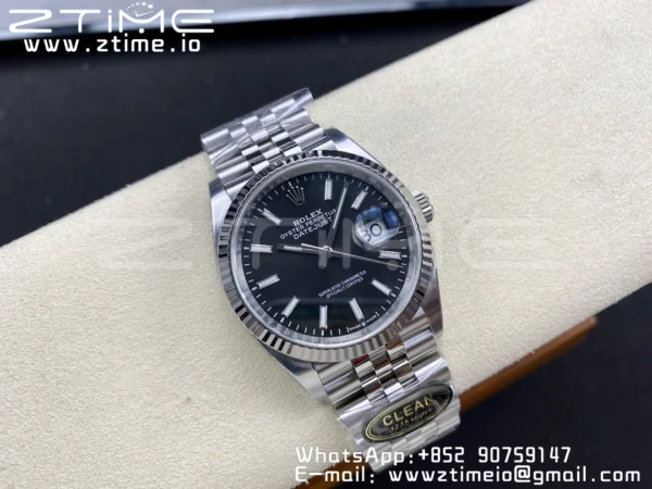 Rolex DateJust 36 126234 904L SS Clean Factory 1:1 Best Edition Fluted Bezel Black Dial on Jubilee Bracelet VR3235 - Super Clone Watch | 1:1 Best Version