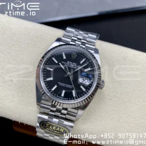 Rolex DateJust 36 126234 904L SS Clean Factory 1:1 Best Edition Fluted Bezel Black Dial on Jubilee Bracelet VR3235 - Super Clone Watch | 1:1 Best Version