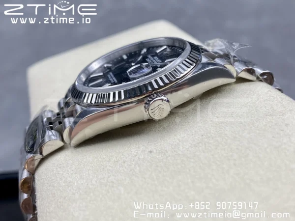 Rolex DateJust 36 126234 904L SS Clean Factory 1:1 Best Edition Fluted Bezel Black Dial on Jubilee Bracelet VR3235 - Super Clone Watch | 1:1 Best Version