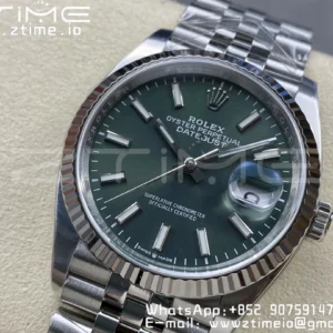 Rolex DateJust 36 126234 904L SS Clean Factory 1:1 Best Edition Fluted Bezel Green Dial on Jubilee Bracelet VR3235 - Super Clone Watch | 1:1 Best Version