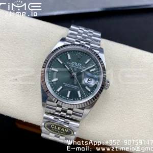 Rolex DateJust 36 126234 904L SS Clean Factory 1:1 Best Edition Fluted Bezel Green Dial on Jubilee Bracelet VR3235 - Super Clone Watch | 1:1 Best Version