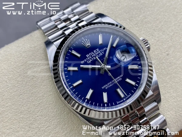 Rolex DateJust 36 126234 904L SS Clean Factory 1:1 Best Edition Fluted Bezel Blue Dial on Jubilee Bracelet VR3235 - Super Clone Watch | 1:1 Best Version