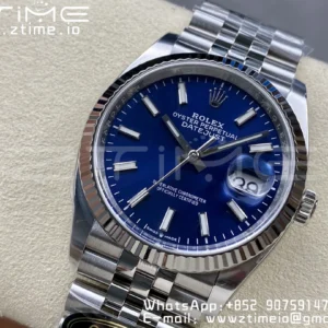 Rolex DateJust 36 126234 904L SS Clean Factory 1:1 Best Edition Fluted Bezel Blue Dial on Jubilee Bracelet VR3235 - Super Clone Watch | 1:1 Best Version