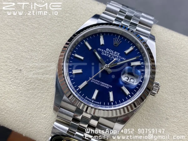 Rolex DateJust 36 126234 904L SS Clean Factory 1:1 Best Edition Fluted Bezel Blue Dial on Jubilee Bracelet VR3235 - Super Clone Watch | 1:1 Best Version