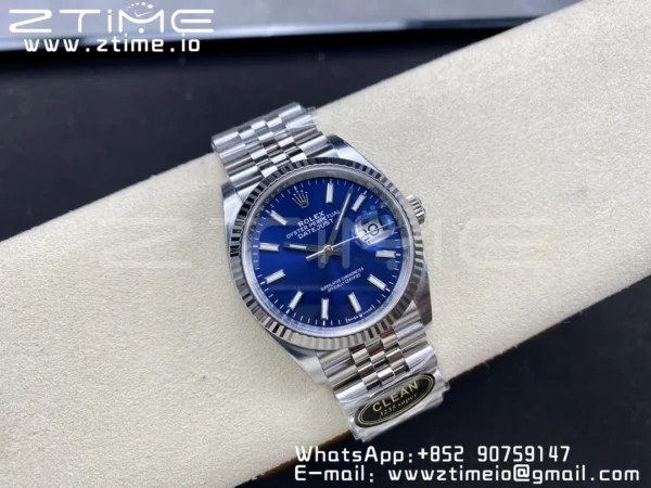 Rolex DateJust 36 126234 904L SS Clean Factory 1:1 Best Edition Fluted Bezel Blue Dial on Jubilee Bracelet VR3235 - Super Clone Watch | 1:1 Best Version