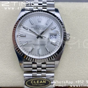 Rolex DateJust 36 126234 904L SS Clean Factory 1:1 Best Edition Fluted Bezel Silvery Dial on Jubilee Bracelet VR3235 - Super Clone Watch | 1:1 Best Version