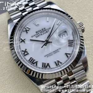 Rolex DateJust 36 126234 904L SS Clean Factory 1:1 Best Edition Fluted Bezel White Roman Dial on Jubilee Bracelet VR3235 - Super Clone Watch | 1:1 Best Version