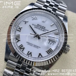Rolex DateJust 36 126234 904L SS Clean Factory 1:1 Best Edition Fluted Bezel White Roman Dial on Jubilee Bracelet VR3235 - Super Clone Watch | 1:1 Best Version