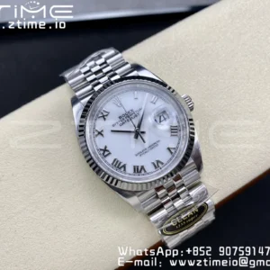 Rolex DateJust 36 126234 904L SS Clean Factory 1:1 Best Edition Fluted Bezel White Roman Dial on Jubilee Bracelet VR3235 - Super Clone Watch | 1:1 Best Version