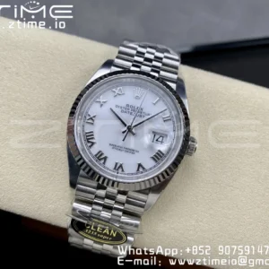Rolex DateJust 36 126234 904L SS Clean Factory 1:1 Best Edition Fluted Bezel White Roman Dial on Jubilee Bracelet VR3235 - Super Clone Watch | 1:1 Best Version