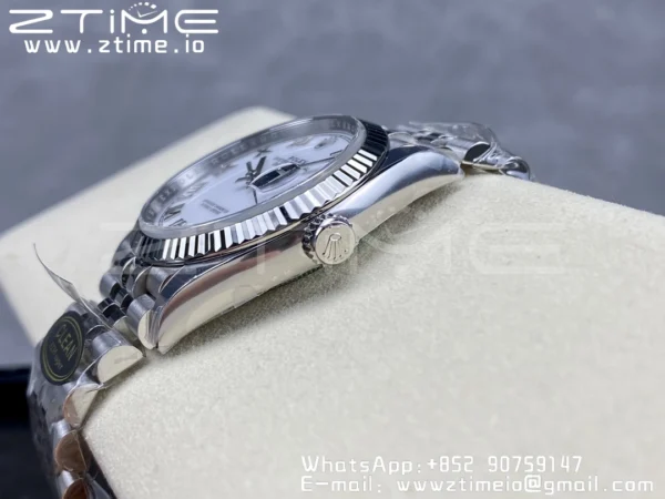 Rolex DateJust 36 126234 904L SS Clean Factory 1:1 Best Edition Fluted Bezel White Roman Dial on Jubilee Bracelet VR3235 - Super Clone Watch | 1:1 Best Version