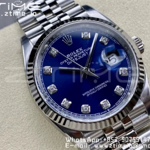 Rolex DateJust 36mm 126234 Clean 1:1 Best Edition 904L Steel Blue Diamond Dial on Jubilee Bracelet VR3235 - Super Clone Watch | 1:1 Best Version