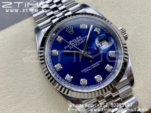 Rolex DateJust 36mm 126234 Clean 1:1 Best Edition 904L Steel Blue Diamond Dial on Jubilee Bracelet VR3235 - Super Clone Watch | 1:1 Best Version