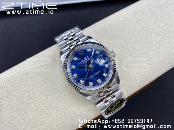 Rolex DateJust 36mm 126234 Clean 1:1 Best Edition 904L Steel Blue Diamond Dial on Jubilee Bracelet VR3235 - Super Clone Watch | 1:1 Best Version