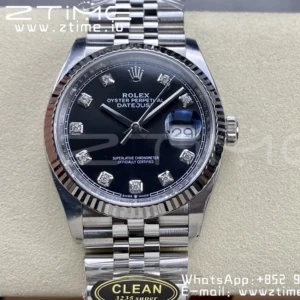 Rolex DateJust 36mm 126234 Clean 1:1 Best Edition 904L Steel Black Diamond Dial on Jubilee Bracelet VR3235 - Super Clone Watch | 1:1 Best Version