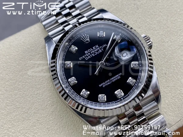 Rolex DateJust 36mm 126234 Clean 1:1 Best Edition 904L Steel Black Diamond Dial on Jubilee Bracelet VR3235 - Super Clone Watch | 1:1 Best Version