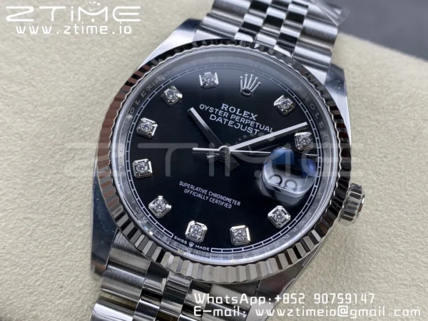 Rolex DateJust 36mm 126234 Clean 1:1 Best Edition 904L Steel Black Diamond Dial on Jubilee Bracelet VR3235 - Super Clone Watch | 1:1 Best Version