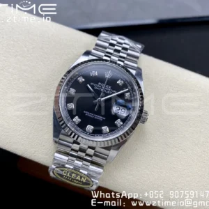 Rolex DateJust 36mm 126234 Clean 1:1 Best Edition 904L Steel Black Diamond Dial on Jubilee Bracelet VR3235 - Super Clone Watch | 1:1 Best Version