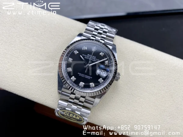 Rolex DateJust 36mm 126234 Clean 1:1 Best Edition 904L Steel Black Diamond Dial on Jubilee Bracelet VR3235 - Super Clone Watch | 1:1 Best Version
