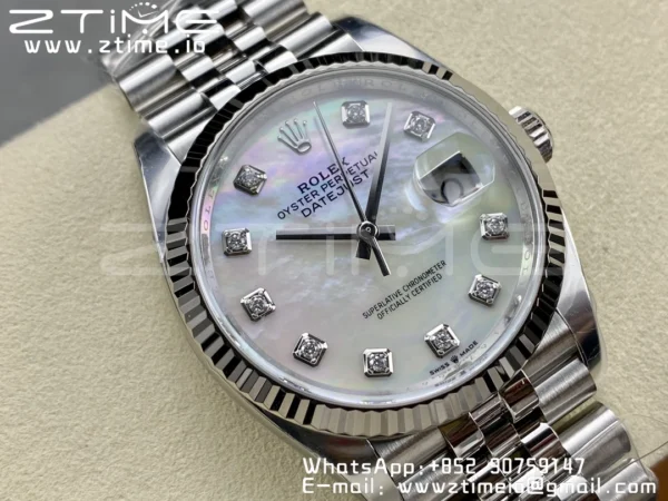 Rolex DateJust 36mm 126234 Clean 1:1 Best Edition 904L Steel MOP Diamond Dial on Jubilee Bracelet VR3235 - Super Clone Watch | 1:1 Best Version