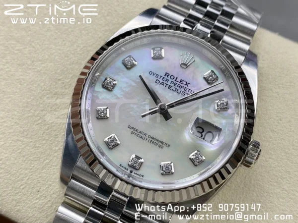 Rolex DateJust 36mm 126234 Clean 1:1 Best Edition 904L Steel MOP Diamond Dial on Jubilee Bracelet VR3235 - Super Clone Watch | 1:1 Best Version