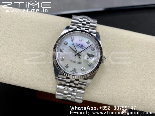 Rolex DateJust 36mm 126234 Clean 1:1 Best Edition 904L Steel MOP Diamond Dial on Jubilee Bracelet VR3235 - Super Clone Watch | 1:1 Best Version