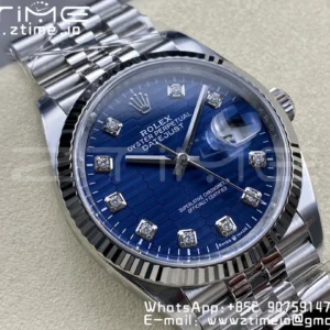 Rolex DateJust 36mm 126234 Clean 1:1 Best Edition 904L Steel Blue Diamond Dial on Jubilee Bracelet VR3235 - Super Clone Watch | 1:1 Best Version