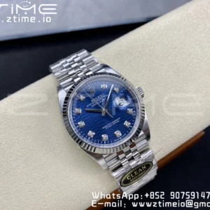 Rolex DateJust 36mm 126234 Clean 1:1 Best Edition 904L Steel Blue Diamond Dial on Jubilee Bracelet VR3235 - Super Clone Watch | 1:1 Best Version